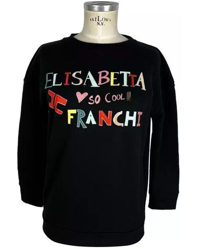 Elisabetta Franchi Chic Black Cotton Sweatshirt With Front Print
