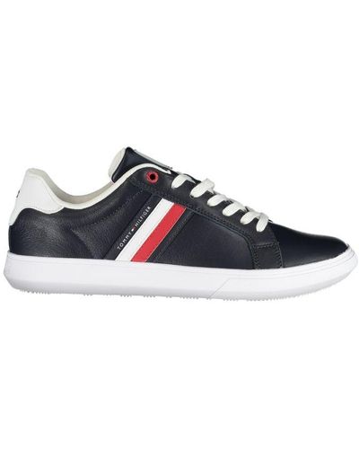Tommy Hilfiger Sleek Lace-Up Trainers With Contrast Details - Blue