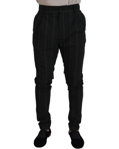 Dolce & Gabbana Black Stripedtrousers Cotton Pants