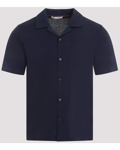 Brunello Cucinelli Navy Cotton Shirt - Blue