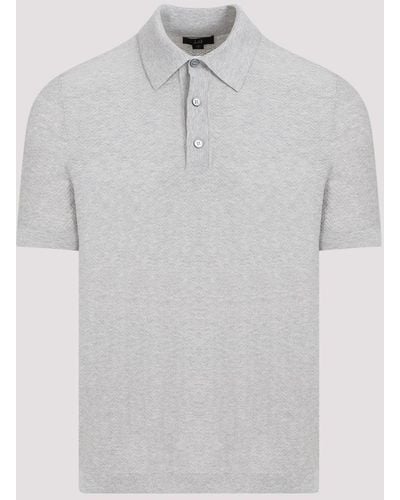 Dunhill Light Grey Herringbone Cotton Polo