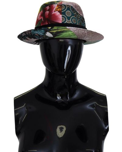 Dolce & Gabbana Patchwork Fedora Wide Brim Hat - Black