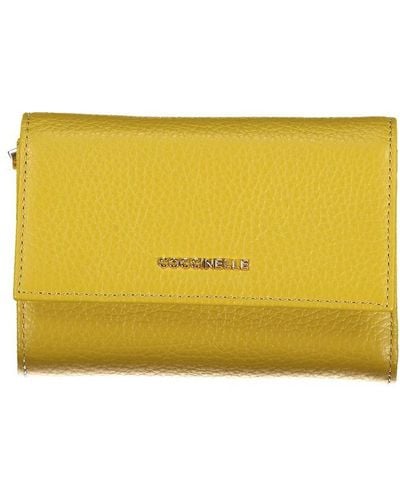 Coccinelle Chic Leather Wallet With Multiple Compartments - Yellow