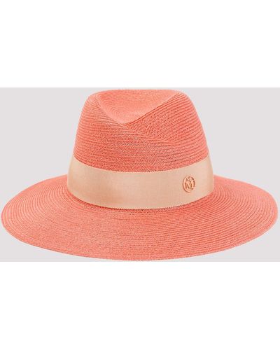 Maison Michel Peach Virginie Hemp Hat - Pink