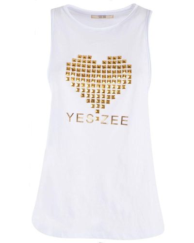 Yes-Zee Cotton Tops & T-shirt - White
