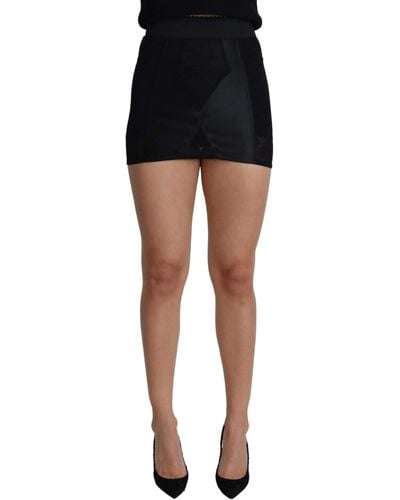 Dolce & Gabbana Mini Short Lace Stretch Skirt - Black