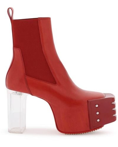 Rick Owens Luzor Grilled Ankle Boots - Red