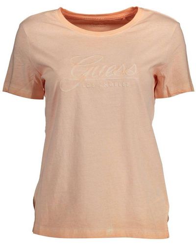Guess Pink Cotton Tops & T - Natural