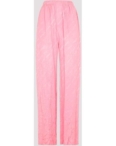 Balenciaga Pink Silk Logoed Trousers