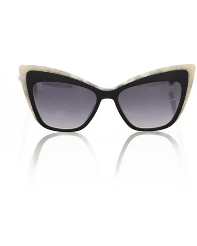 Frankie Morello Chic Cat Eye Sunglasses With Pearly Accents - Black