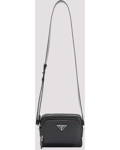 Prada Black Bandoliera Saffiano Calf Leather Shoulder Bag - White