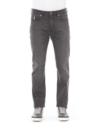 Baldinini Chic Tricolor Inset Jeans For Gentlemen - Grey