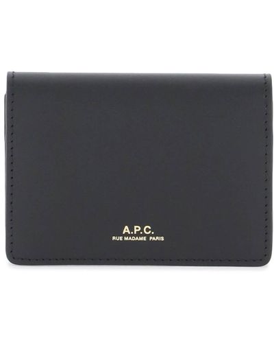 A.P.C. Leather Stefan Card Holder - Grey