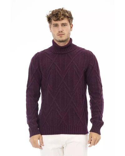 Alpha Studio Exquisite Turtleneck Sweater In Regal - Purple