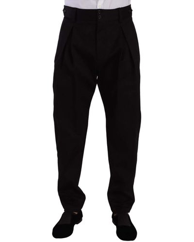 Dolce & Gabbana Elegant Slim-Fit Cotton Pants - Black