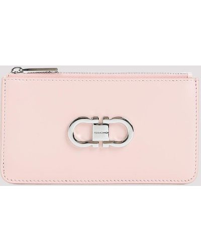 Ferragamo Pink Calf Leather Card Case