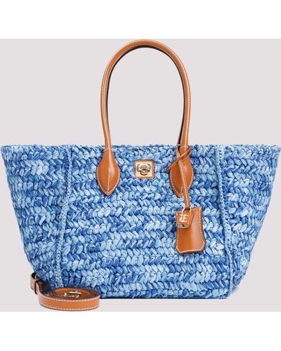 Ermanno Scervino Blue Raffia Bag