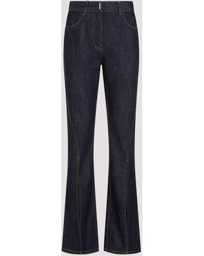 Givenchy Indigo Blue Cotton Front Split Boot Cut Pants