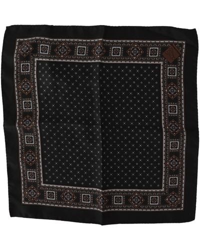 Dolce & Gabbana Black Silkpocket Square Handkerchief Scarf