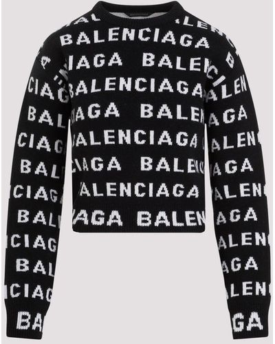 Balenciaga Black White Wool Pullover