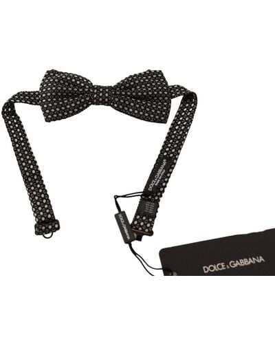 Dolce & Gabbana Elegant Silk Bow Tie With Metal Clasp Detail - Black