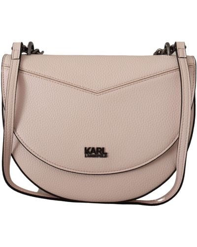 Karl Lagerfeld Mauve Leather Shoulder Bag - Natural