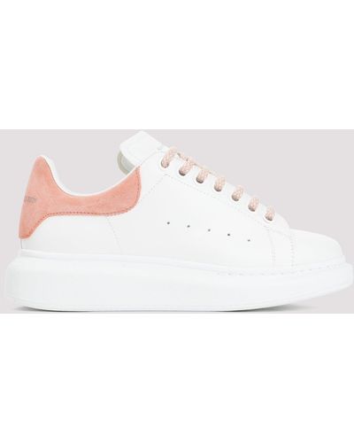 Alexander McQueen White Leather Platform Trainers - Pink