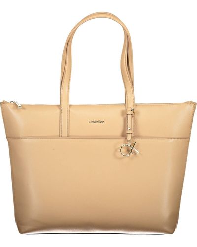 Calvin Klein Beige Polyester Handbag - Natural