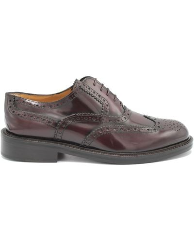 Saxone Of Scotland Bordeaux Spazzolato Leather Mens Laced Full Brogue Shoes - Brown