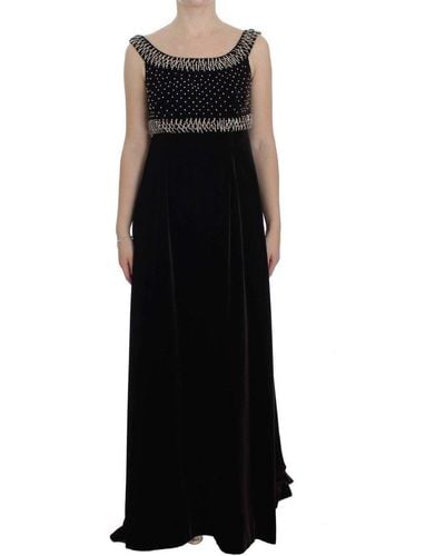 Dolce & Gabbana Elegant Velvet Crystal Gown - Black