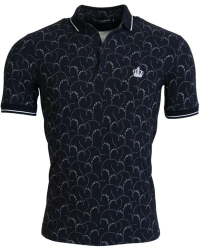 Dolce & Gabbana Crown Collar Short Sleeve Polo T-shirt - Black