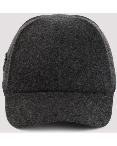 Prada Antracite Virgin Wool Hat - Black