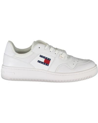 Tommy Hilfiger Classic Lace-Up Trainers With Contrast Accents - White