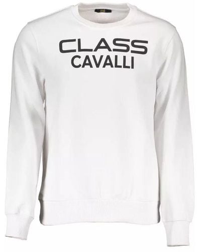 Class Roberto Cavalli White Cotton Sweater - Multicolor