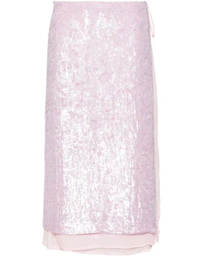P.A.R.O.S.H. P.A.R.O..H. Sequin-Embellished Midi Skirt - Pink