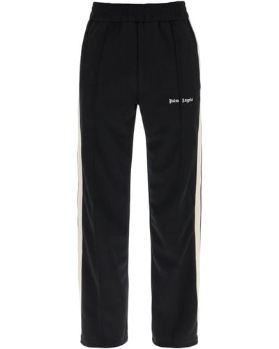 Palm Angels Contrast Band Sweatpants With Track In - Black