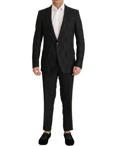Dolce & Gabbana Brocade Formal 2 Piece Martini Suit - Black