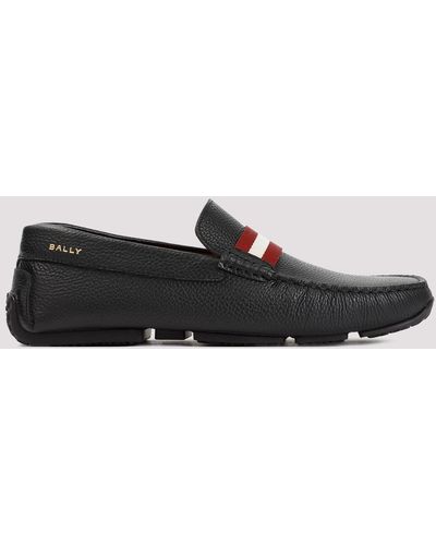 Bally Black Grained Calf Leather Perthy Driver Loafers