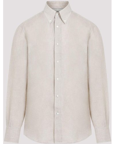 Brunello Cucinelli Beige Linen Shirt - White