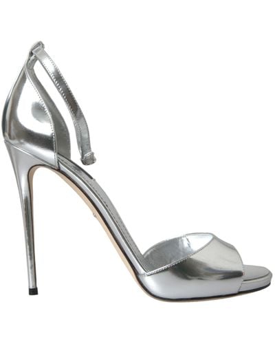 Dolce & Gabbana Keira Leather Heels Sandals Shoes - Metallic