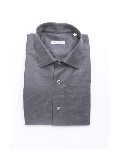 Robert Friedman Elegant Medium Slim Collar Blue Shirt - Gray