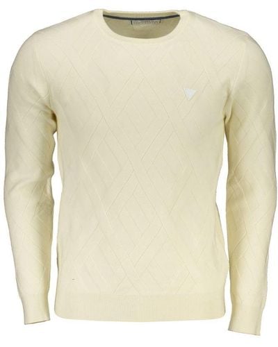 Guess Chic Contrast Crew Neck Jumper - Natural