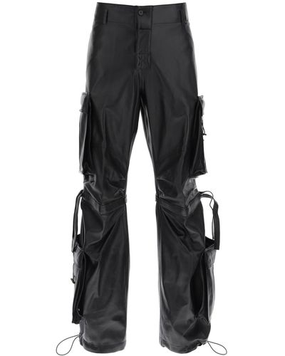 DARKPARK Luis Lamb Leather Cargo Trousers - Black
