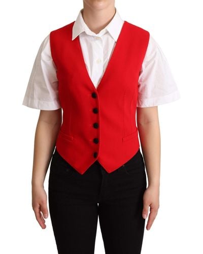Dolce & Gabbana Brown Leopard Print Waistcoat Vest - Red