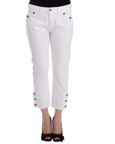 Ermanno Scervino Cropped Jeans Denim Trousers Branded Capri - White
