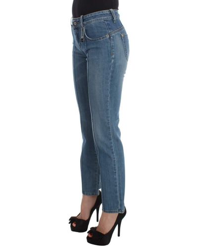 CoSTUME NATIONAL C'n'c Cotton Slim Fit Cropped Jeans - Blue