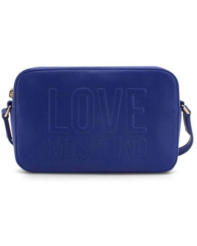 Love Moschino Embossed Logo Cross-body Bags - Blue