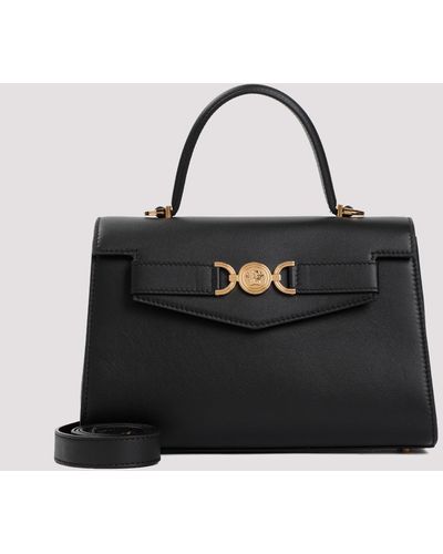 Versace Black Mini Top Handle Calf Leather Bag