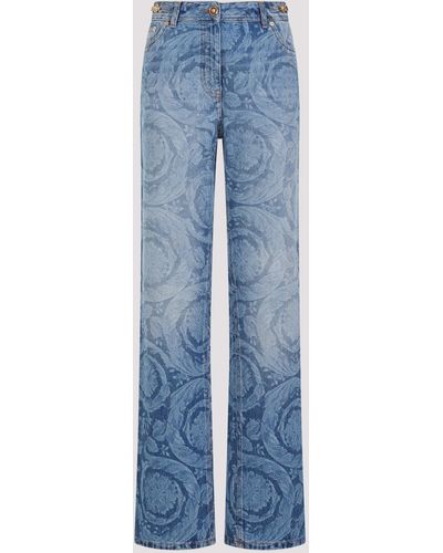 Versace Medium Blue Cotton Laser Baroque Jeans