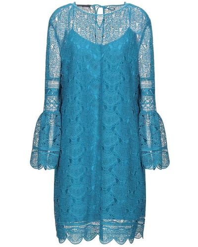 Alberta Ferretti Sky Embroidered Short Dress - Blue